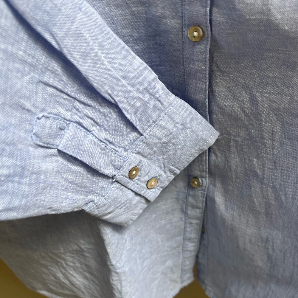 Sigrid Olsen blue Linen Button-Up Shirt - Relaxed Fit size L - Picture 3 of 4